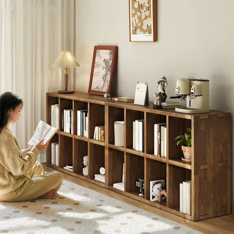 Bibliothèque courte en bois massif