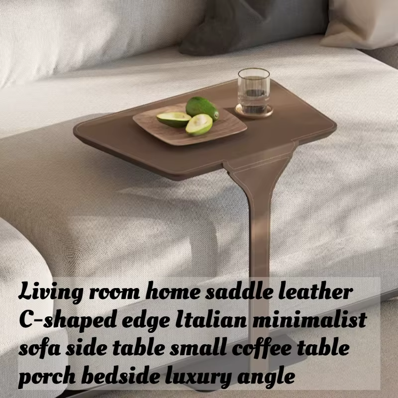 Table d'appoint en cuir en forme de C