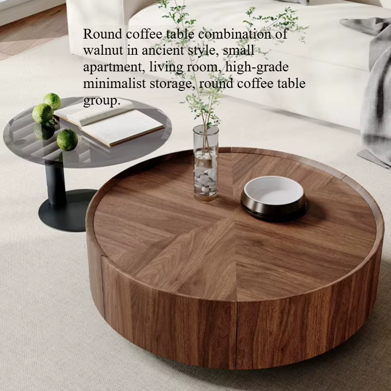Table basse d'angle en bois avec rangement