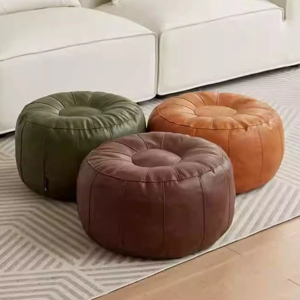 Pouf de rangement minimaliste antidérapant en similicuir