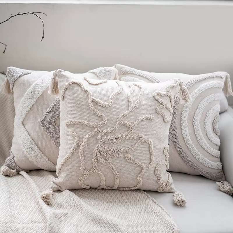 Housse de coussin capitonnée style bohémien