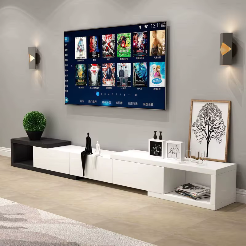 Meuble Tv esthétique élégant modulaire réglable rétro avec rangement