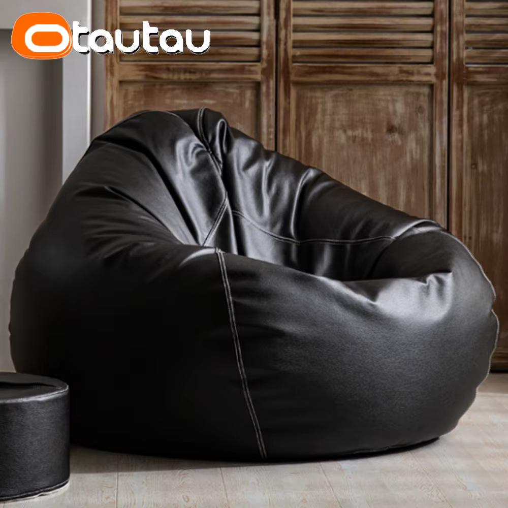 Canapé pouf en similicuir avec remplissage