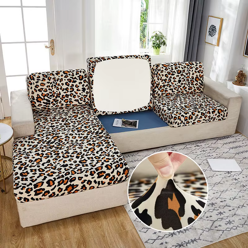 Housse de coussin de siège de canapé imprimé léopard