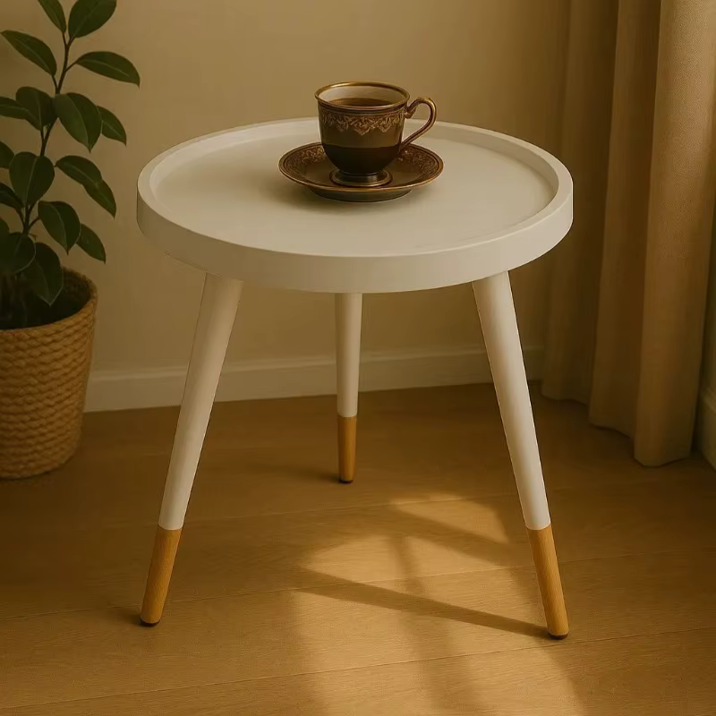 Table d'appoint ronde nordique minimaliste avec pieds dorés