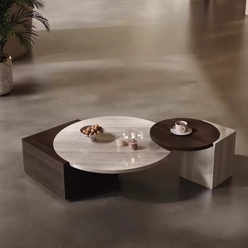 Table basse réglable en travertin
