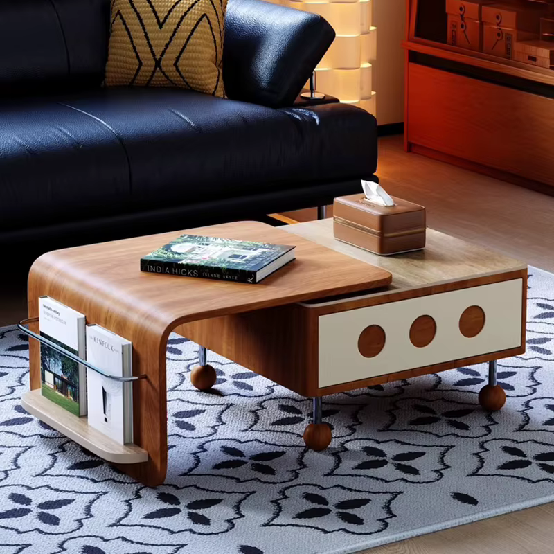 Table basse rétractable à la mode moderne avec rangement Unique Glam