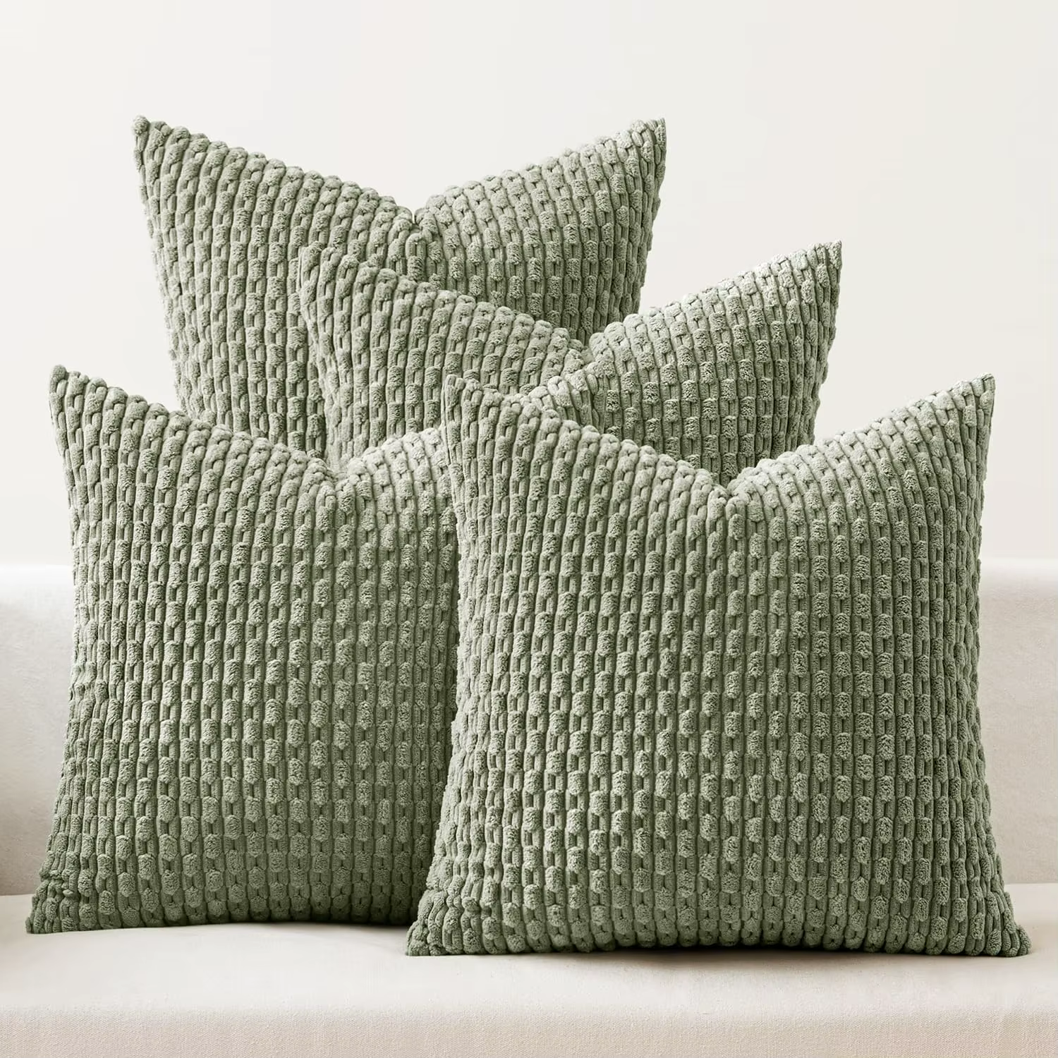Housse de coussin à rayures en velours côtelé