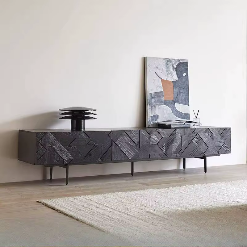 Support tiroirs meuble Tv décoration noir foncé design chambre